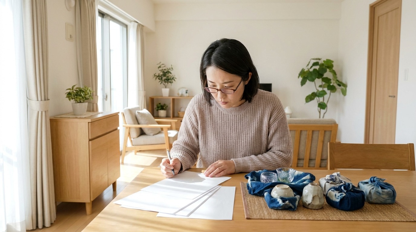 家事代行の補償内容を契約書で確認する女性