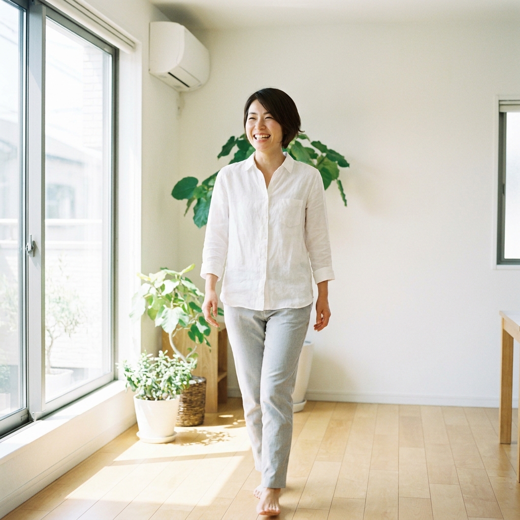 前向きに一歩踏み出す女性