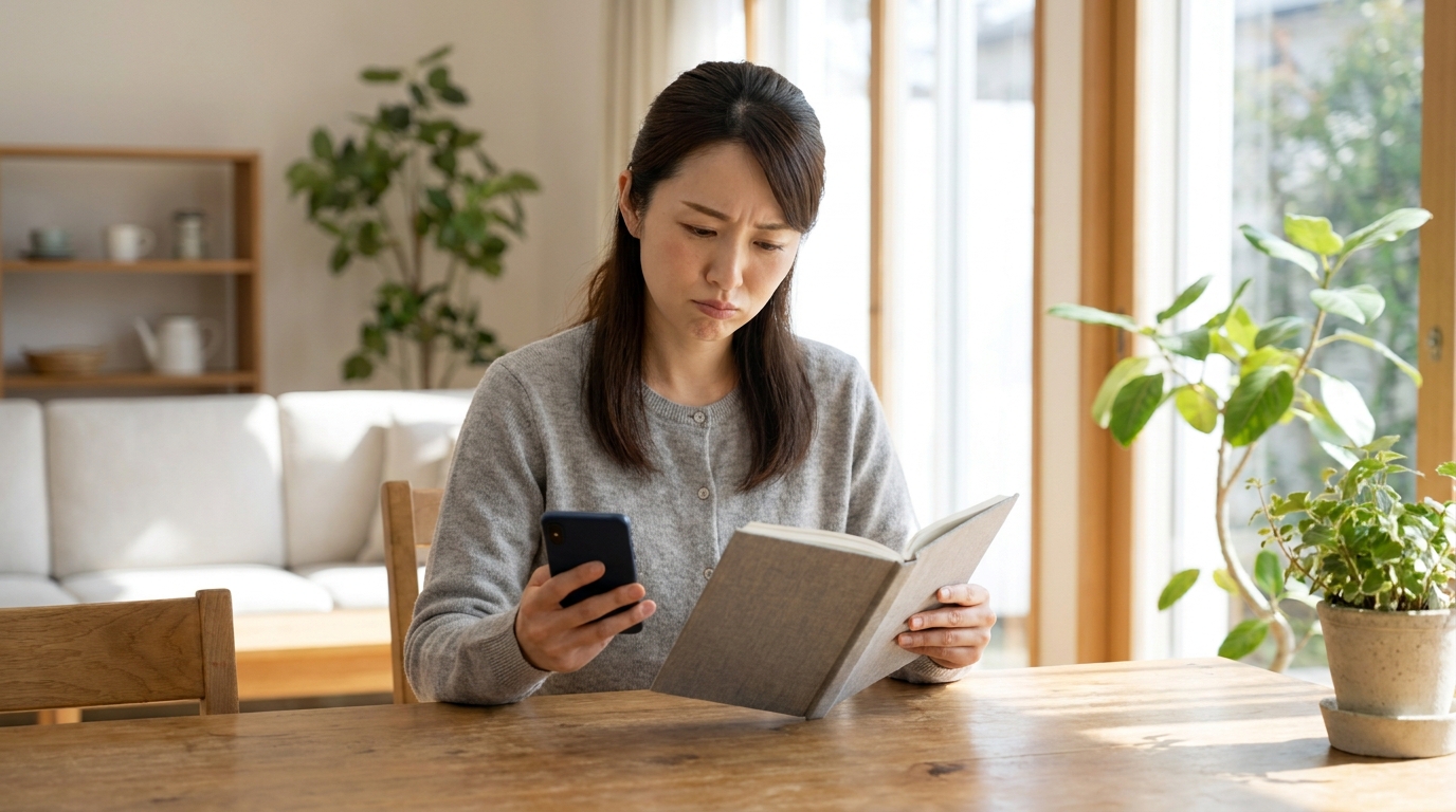 家事代行の費用を見直して考え込む女性