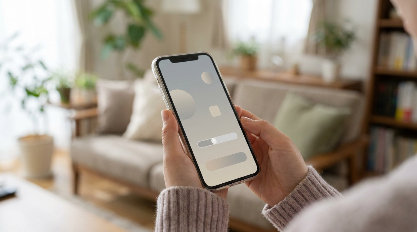 スマートフォンでコードを入力する女性の手元