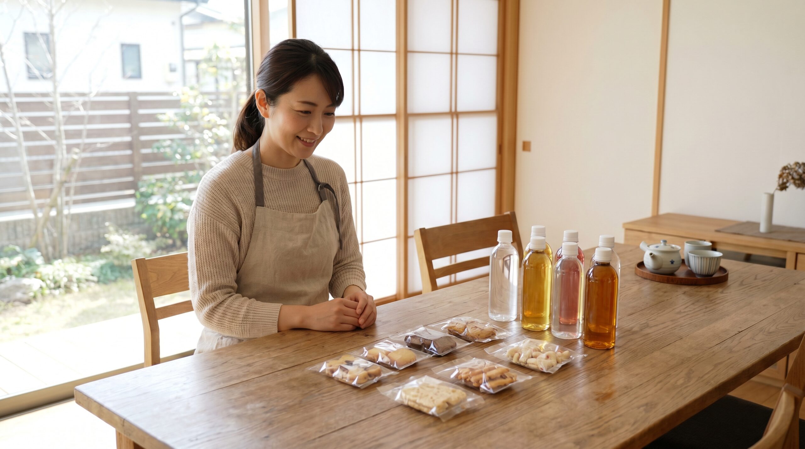 家事代行の差し入れに向くペットボトルと個包装の菓子