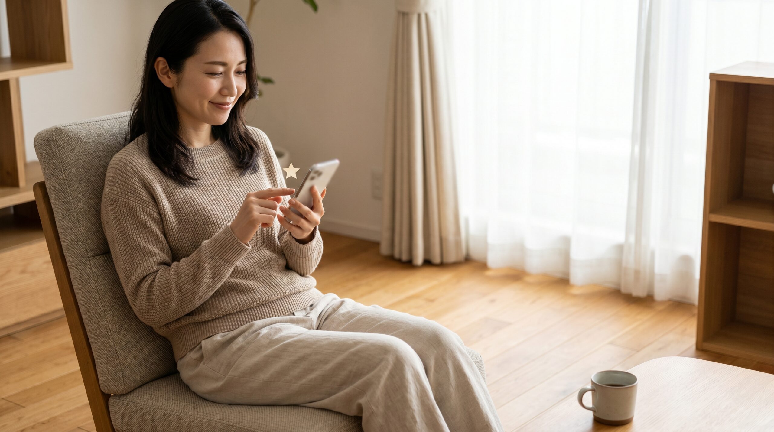 スマホで家事代行スタッフを高評価する日本人女性