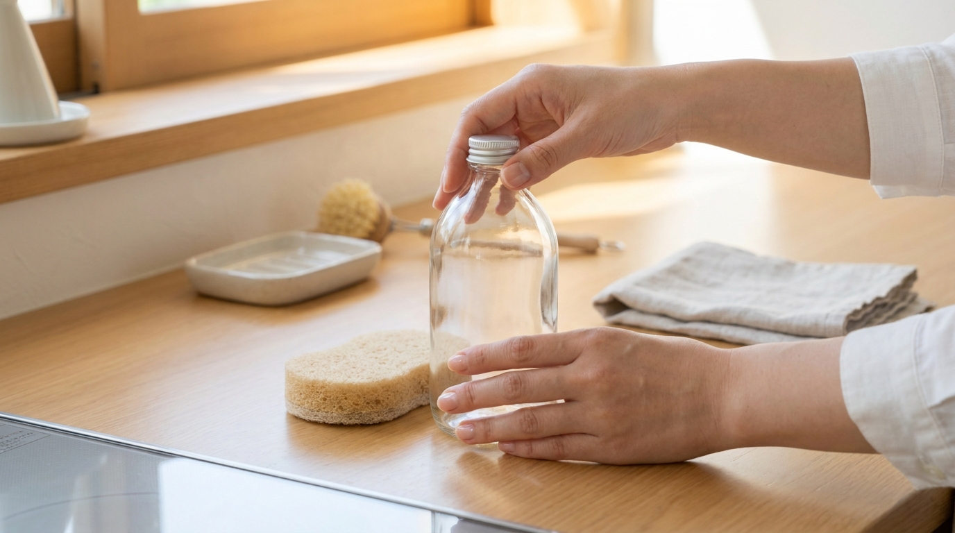 家事代行の依頼前に洗剤やスポンジを準備するキッチン