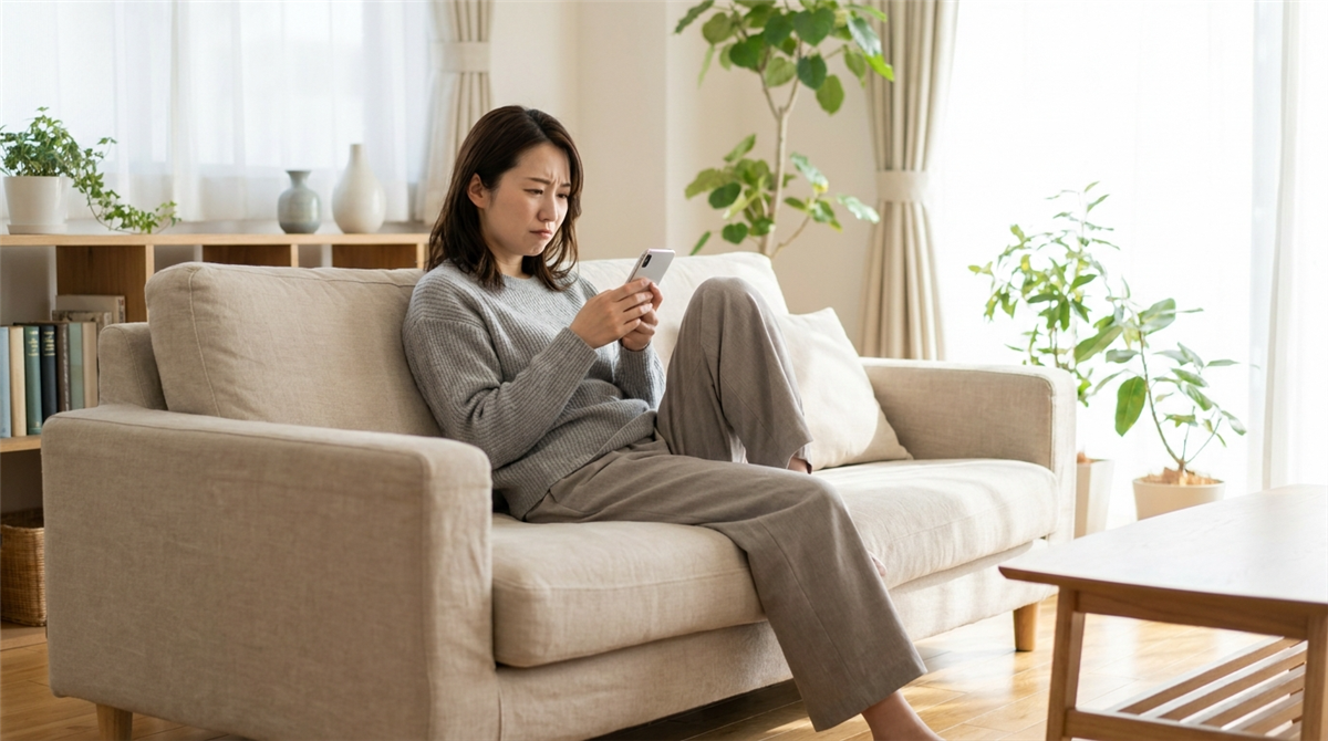 CaSyのクーポンについて確認する女性