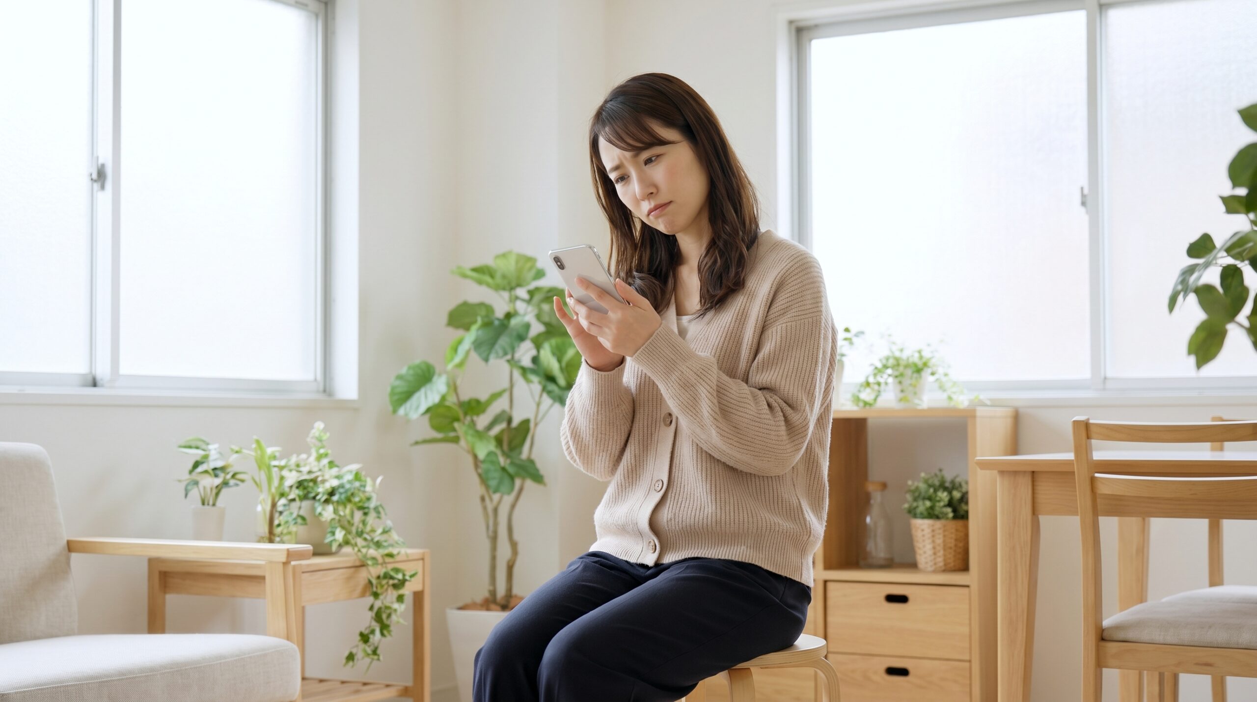 家事代行の依存について疑問を思い浮かべる女性