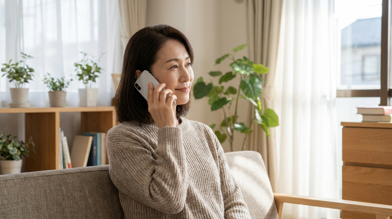 電話でサポートに問い合わせをする女性