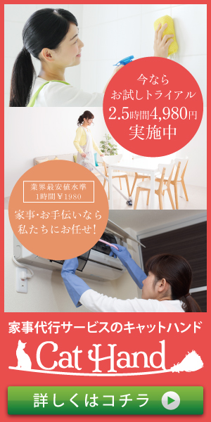 キャットハンドの猫の手トライアル（初回2.5時間4,980円・税込5,478円）の案内